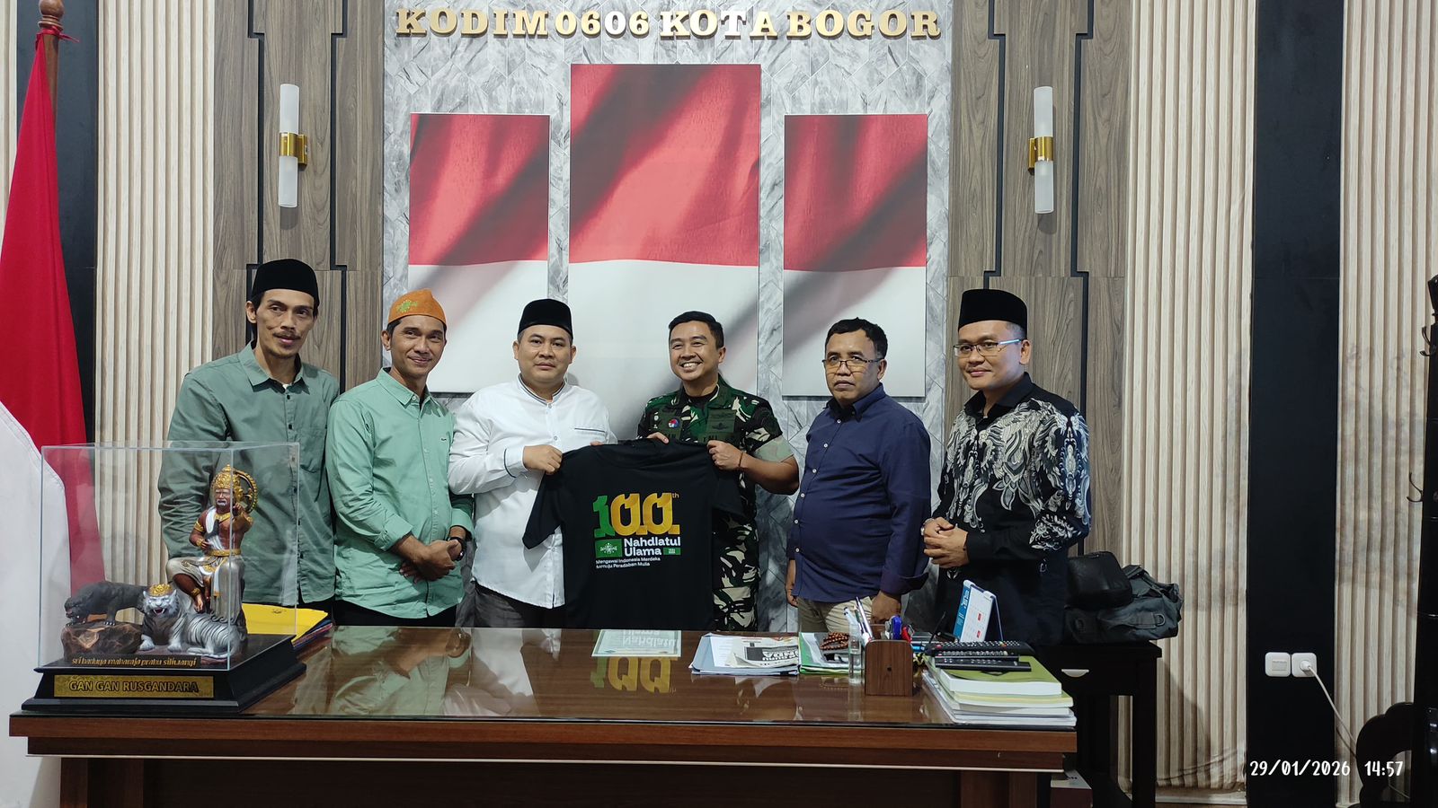 Pengurus PCNU Kota Bogor, saat menggelar Silaturahmi Kebangsaan dengan Dandim 0606 Kota Bogor, Kamis 29 Januari 2026.