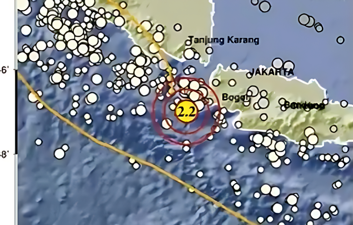 Gempa Magnitudo 2,2 Terjadi di Barat Daya Sumur Banten, Minggu 1 Februari 2026.