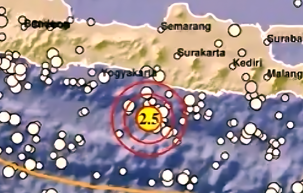 Gempa Magnitudo 2,5 guncang Barat Daya Gunungkidul Yogyakarta.