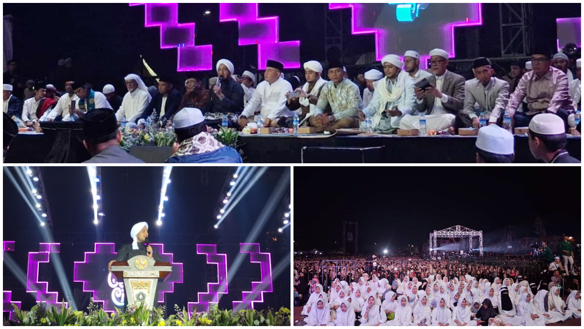 Suasana Harlah ke-16 Syababul Kheir yang dihadiri ribuah jamaah di Stadion Pakansari Kabupaten Bogor, Sabtu 31 Januari 2026.