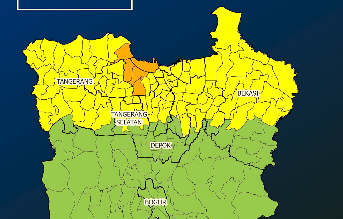 Update peringatan dini cuaca Jabodetabek, Minggu 1 Februari 2025/