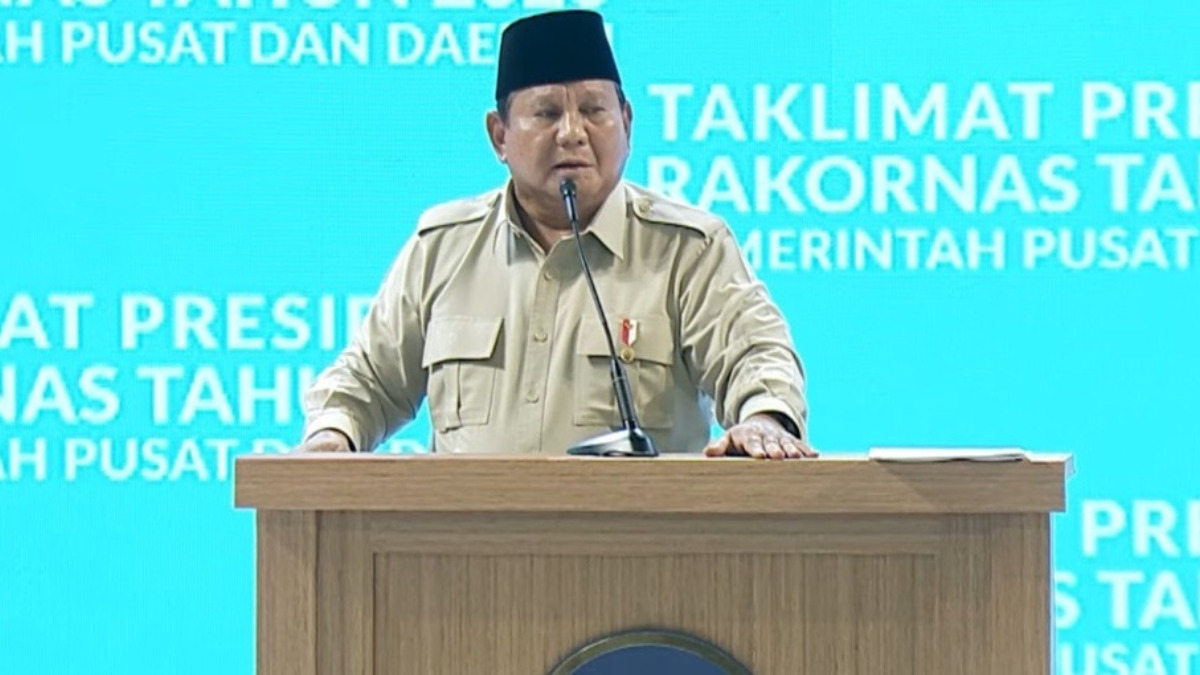 Presiden Republik Indonesia Prabowo Subianto dalam Rakornas 2026 di Sentul (SICC) Bogor.