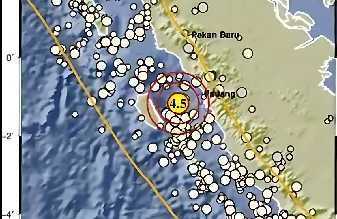 Gempa Magnitudo 4,5 Guncang Barat Daya Kota Pariaman, Sumatera Barat (Sumbar), pagi ini