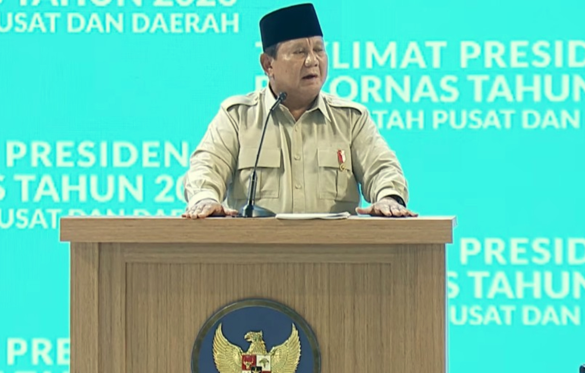 SERIUS: Presiden Prabowo Subianto saat memberikan arahan di&nbsp;SICC Sentul, Kabupaten Bogor, Senin (2/2/2026).