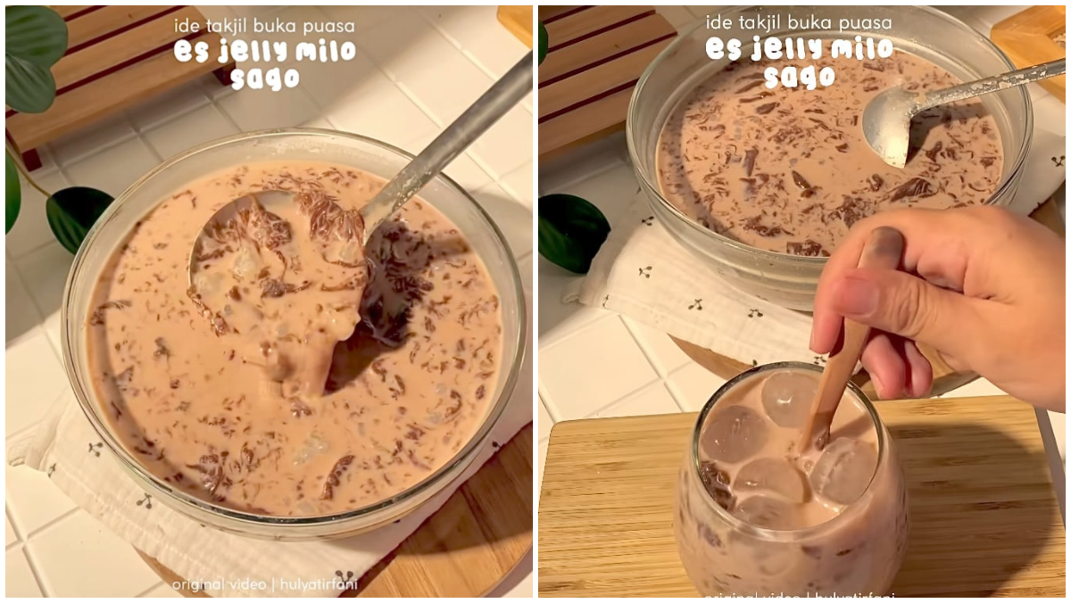 Tampilan Es Jelly Milo Sago yang menggugah selera.