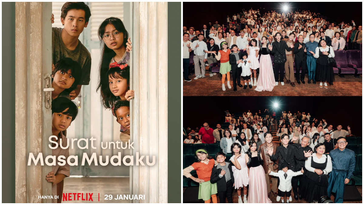 Gala premiere Film Surat untuk Masa Mudaku bersama para penonton dan pemainnya.