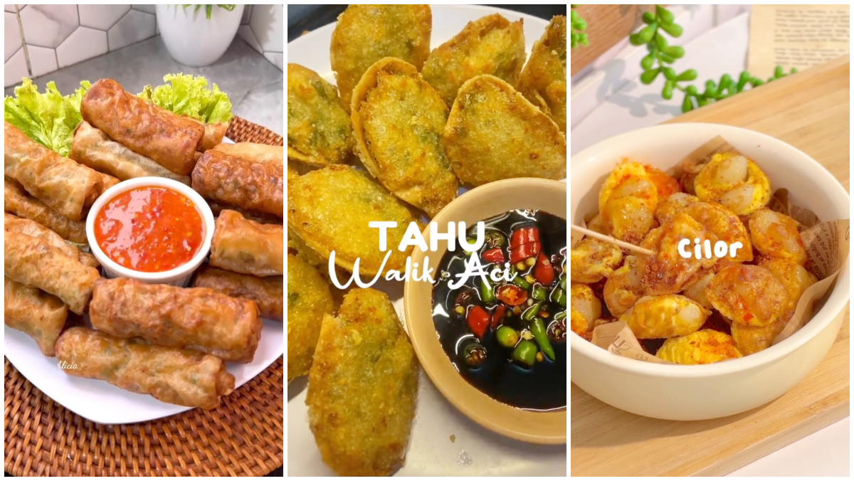 Makanan lumpia ayam gulung, cilor dan tahu walik cocok buat menu berbuka puasa.