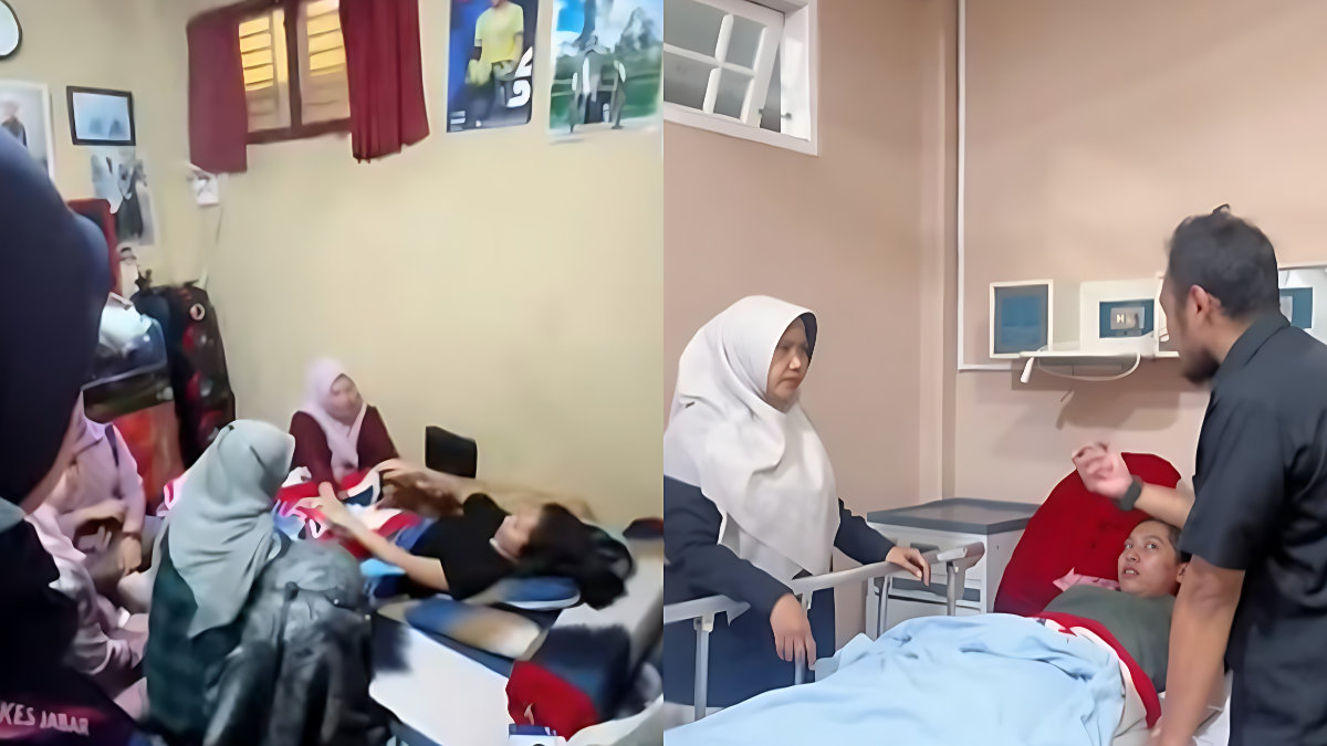 Atlet rugby asal Garut bernama Siti Nur Rahayu&nbsp;mendapat penanganan&nbsp;medis di RSUD Welas Asih.