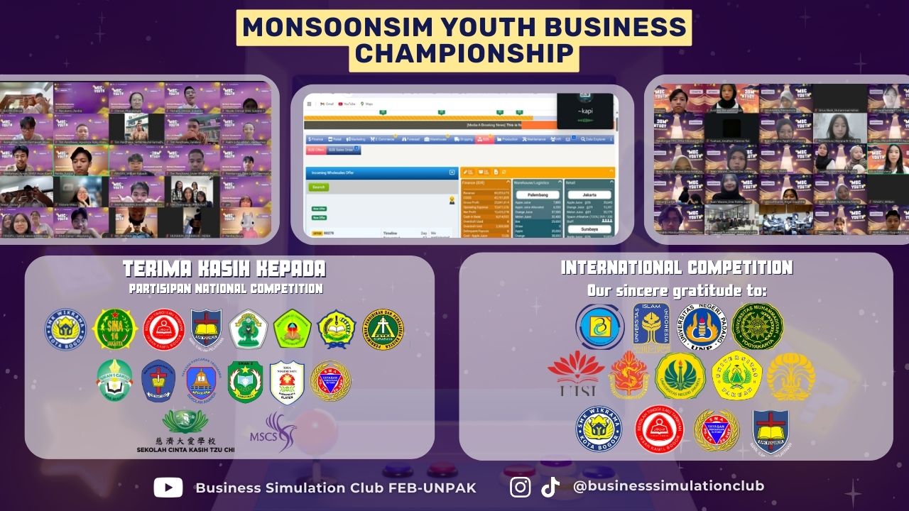 Kegiatan MonsoonSim Youth Business Championship (MYBC) yang digelar BSC Fakultas Ekonomi dan Bisnis Unpak
