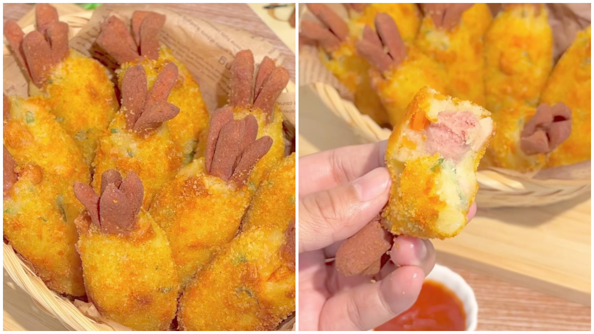 Tampilan Kroket Kentang Isi Sosis yang cocok buat menu berbuka puasa.