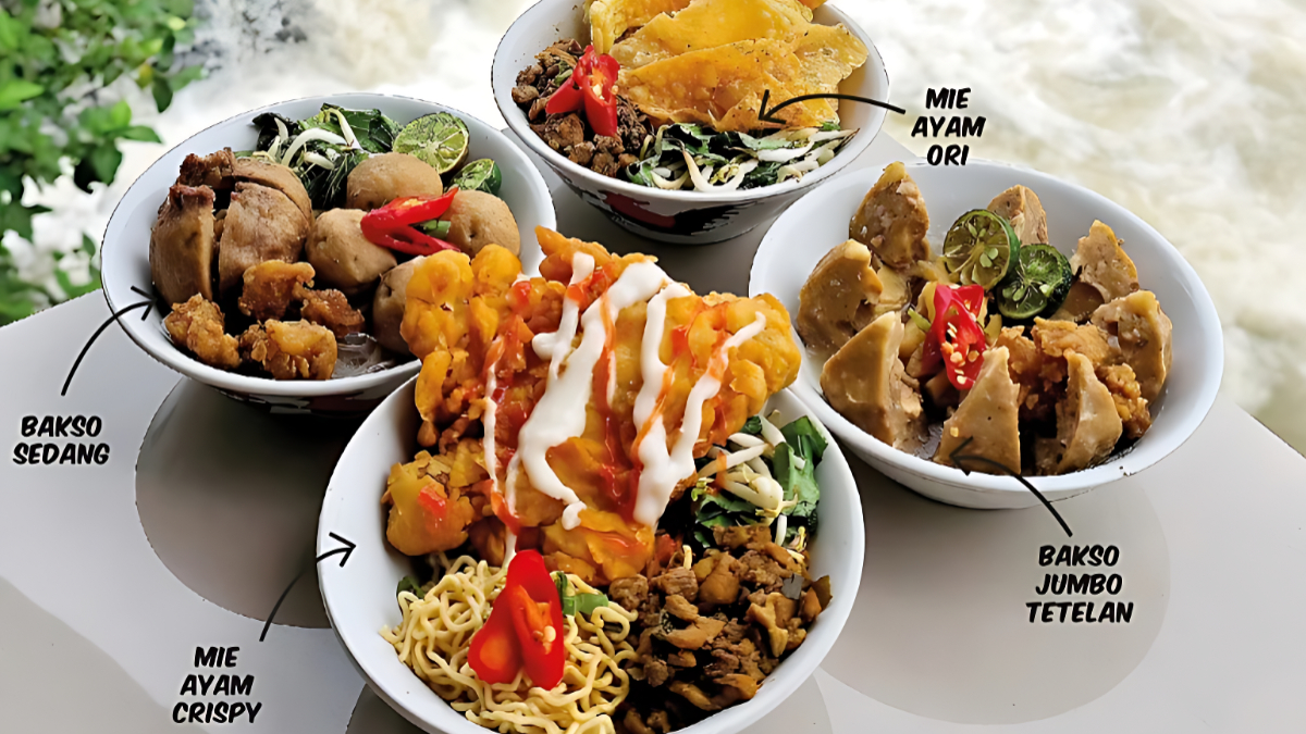 Mie Ayam dan Bakso Cisadane Waterfall jadi salah satu rekomendasi kulineran di Kota Bogor.