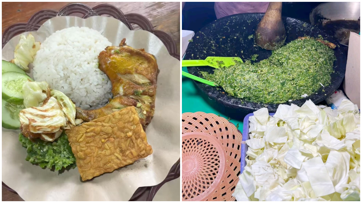 Ayam Penyet Sambal Ijo Khas Pribumi yang lezat dan gurih.