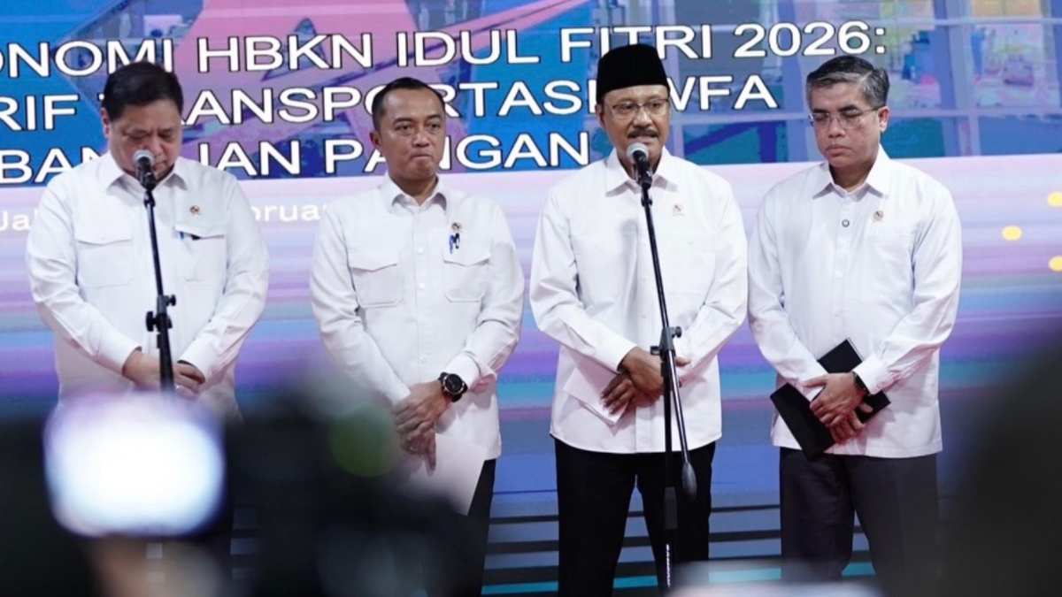 Menteri Sosial Saifullah Yusuf dalam konferensi pers stimulus ekonomi HBKN Idul Fitri 2026, Selasa, 10 Februari 2026