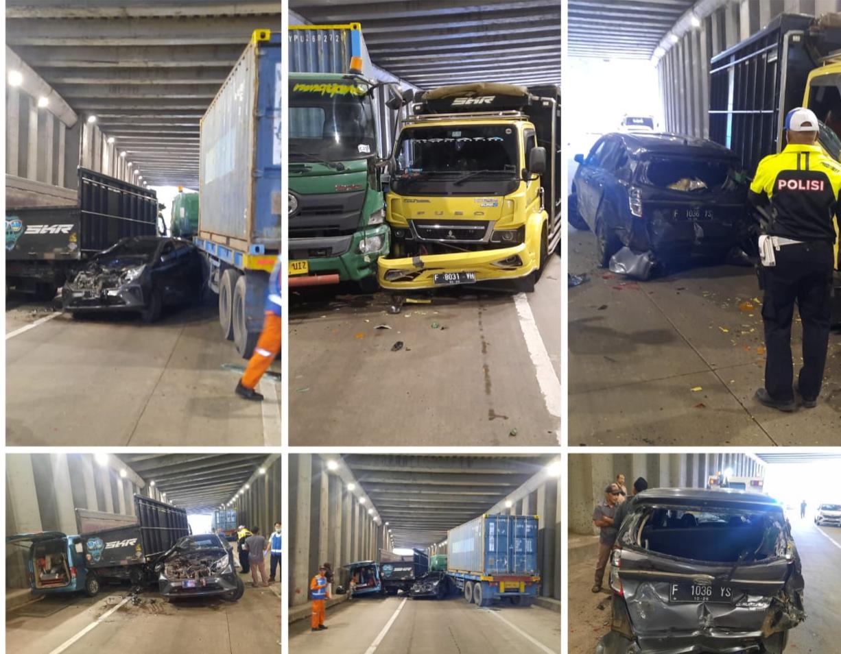 Kecelakaan beruntun di Tol Jagorawi, Kota Bogor, Rabu 11 Februari 2026.