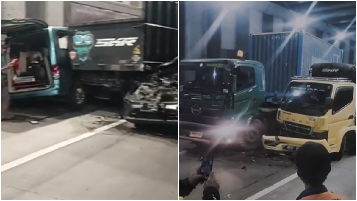 Kecelakaan yang terjadi di terowongan Tol Ciawi Bogor.