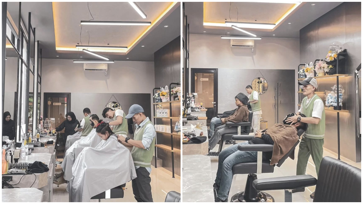 Aktivitas di Noble Barber Shop Bogor. Jelang Ramdhan, warga ramai-ramai rapikan diri termasuk memotong rambut.