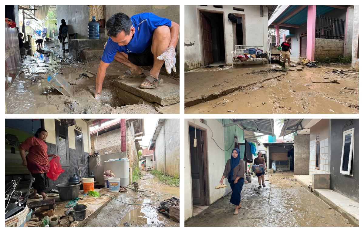 Banjir yang melanda Kampung Cicerewed, Desa Cijayanti, Kecamatan Babakan Madang, Kabupaten Bogor, Rabu sore 11 Februari 2026.