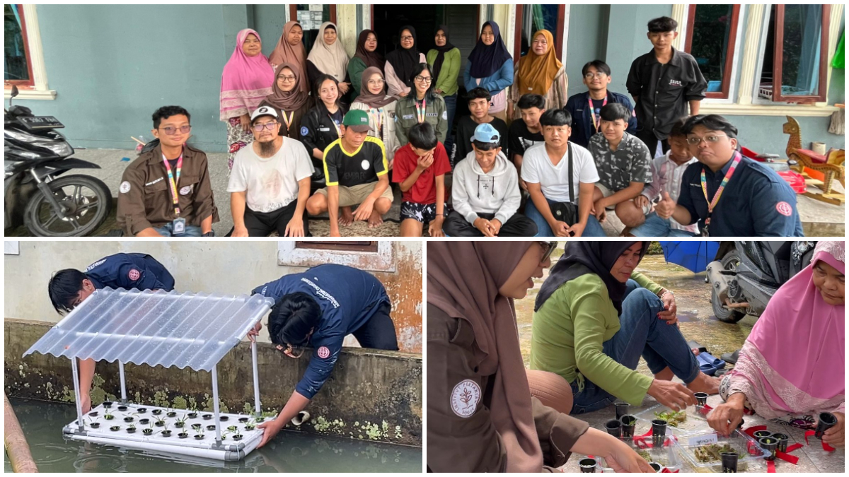 Pelaksanaan&nbsp;metode hidroponik apung di Desa Purasari, Bogor oleh Tim KKNT IPB University.