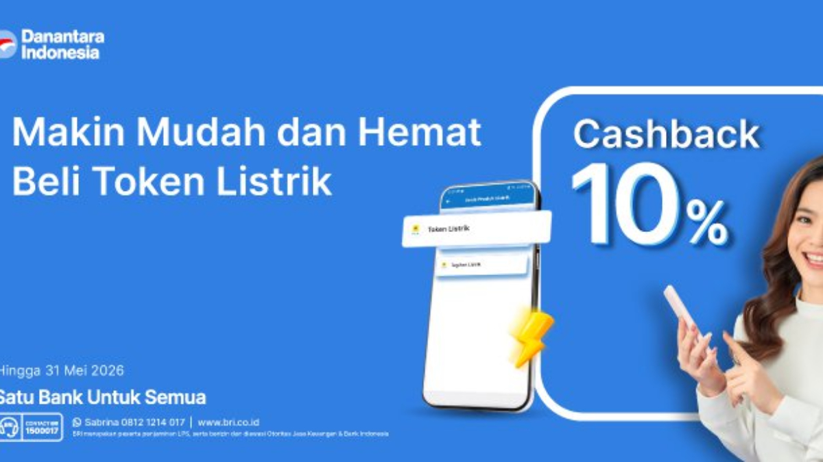 Beli token listrik di BRImo bisa dapat cashback 10 persen.