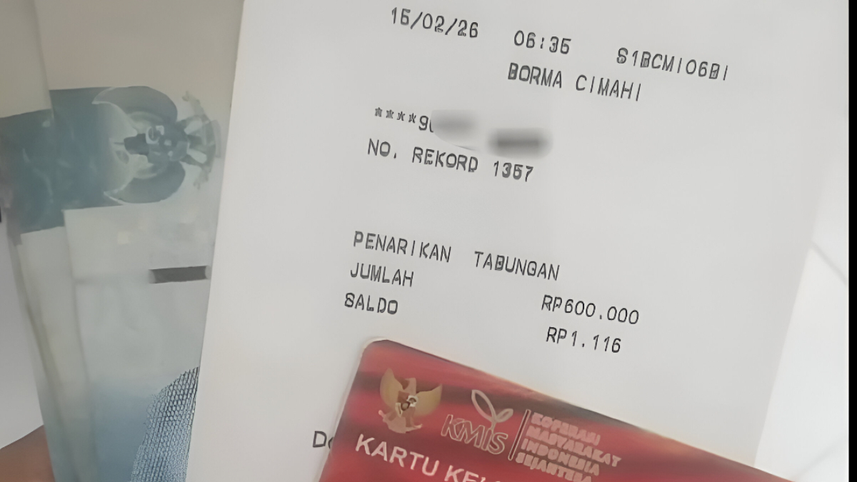 Struk bukti pencairan bansos KKS 15 Februari 2026