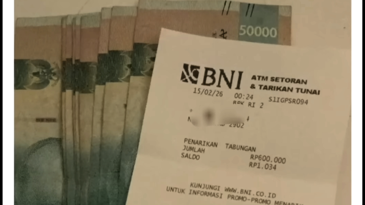 Struk pencairan bansos di KKS Bank BNI