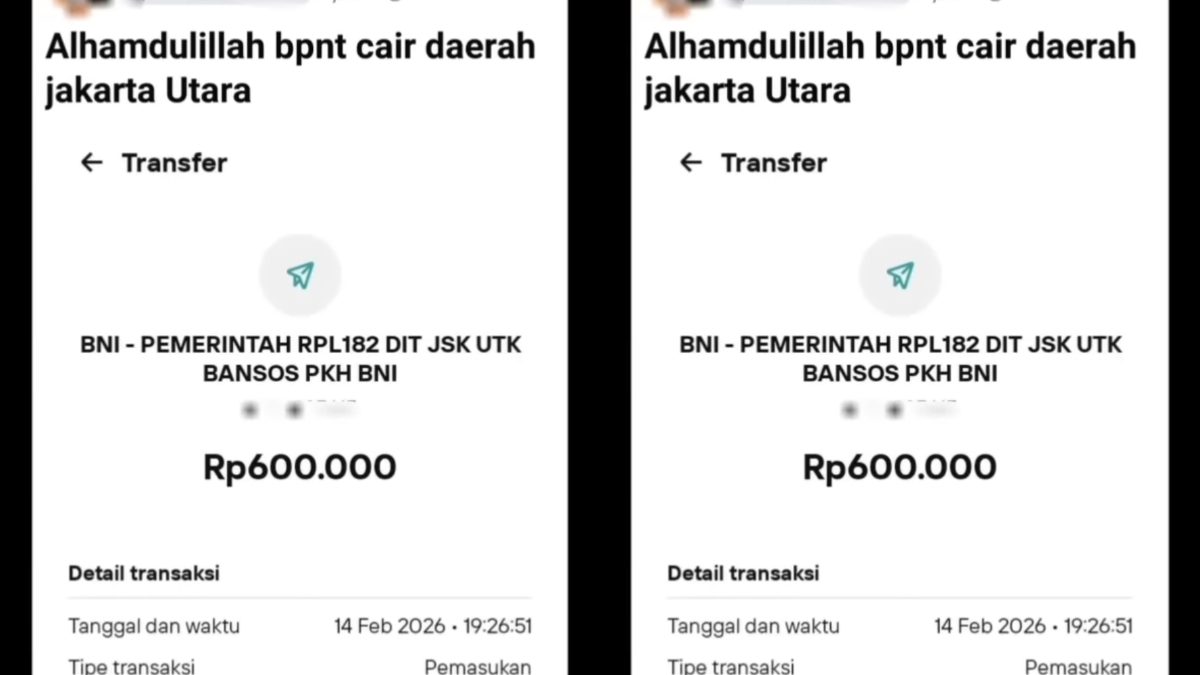 Bukti pencairan bansos PKH di Bank BNI sejak kemarin, 14 Februari 2026