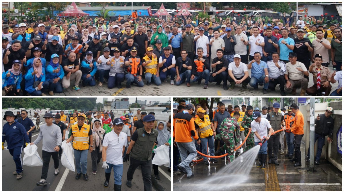 Menteri LH Hanif Faisol bersama Waki Kota Dedie Rachim saat memimpin aksi Korve di Kota Bogor yang diikuti ribuan peserta.