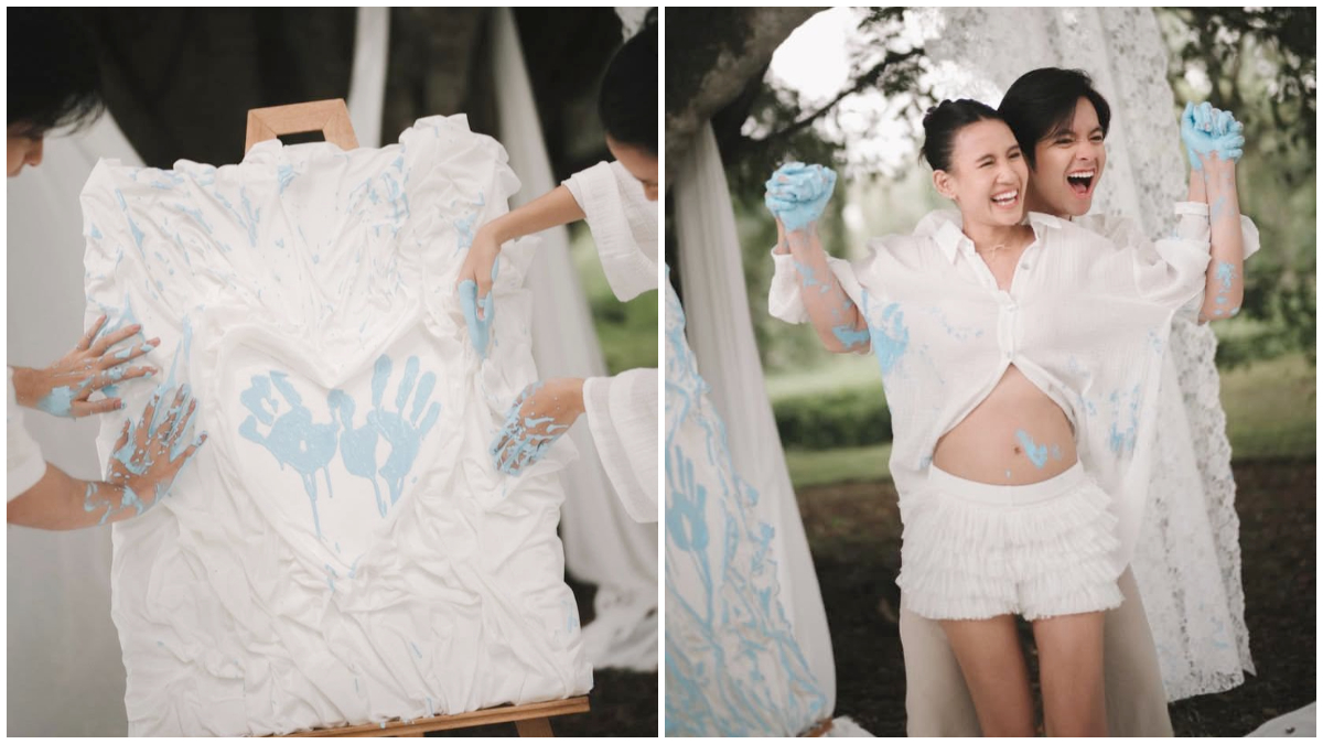 Unggahan resmi momen gender reveal anak pertama Angga Yunanda dan Shenina.