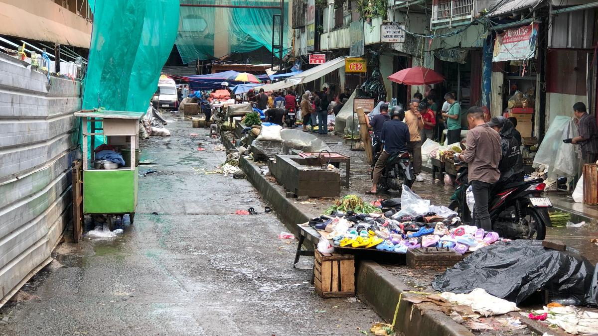 Kondisi terkini kawasan Pasar Bogor pasca dibersihkan, Selasa, 17 Februari 2026.