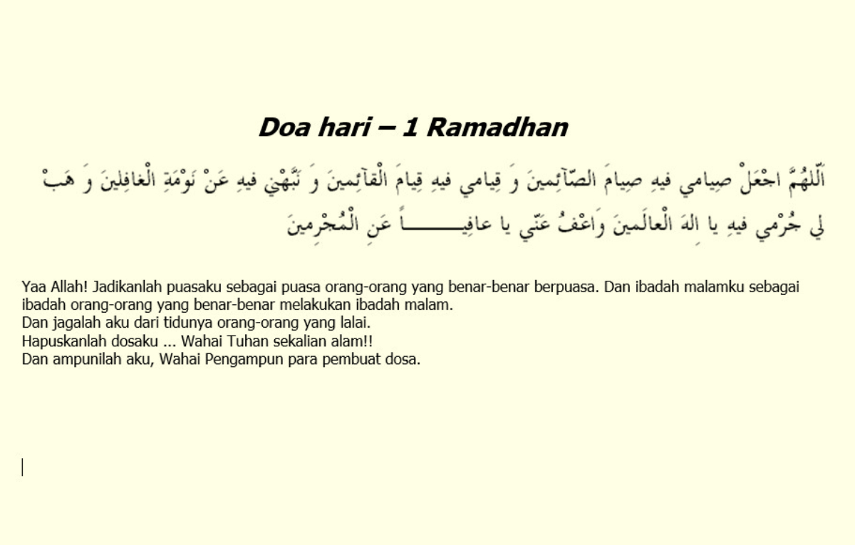 Doa hari ke-1 Ramadhan.