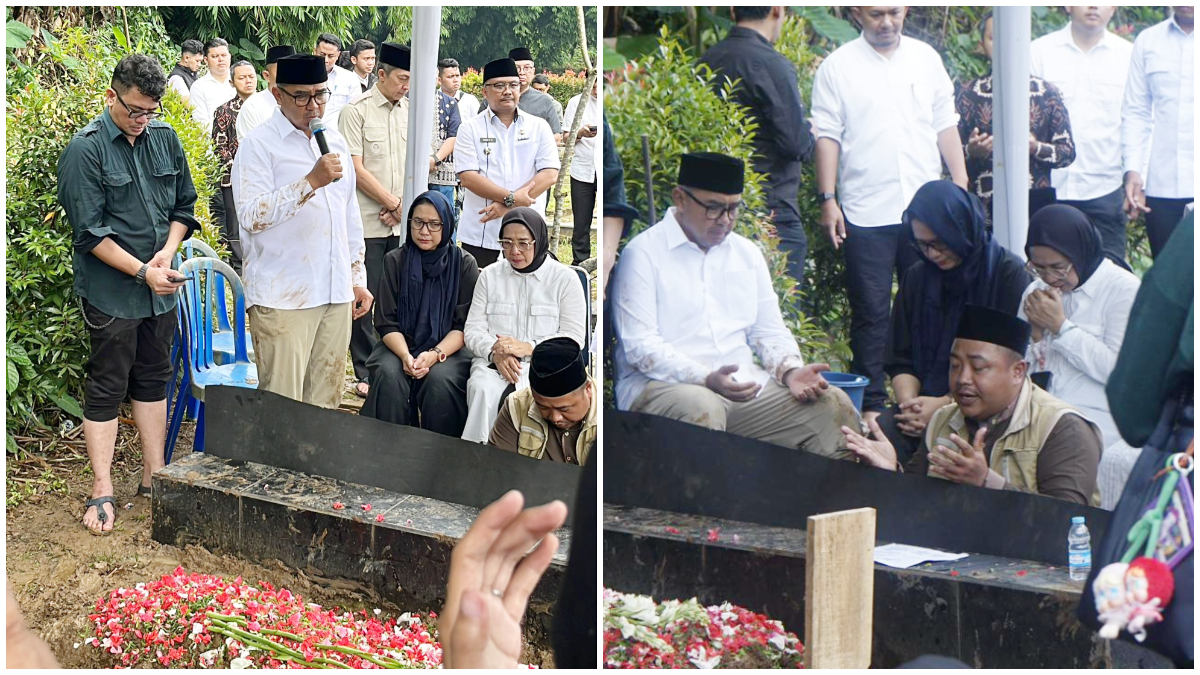 Suasana pemakaman ibu Wali Kota Bandung, Muhammad Farhan di TPU Kelurahan Loji, Kecamatan Bogor Barat, Kota Bogor Rabu 18 Februari 2026.