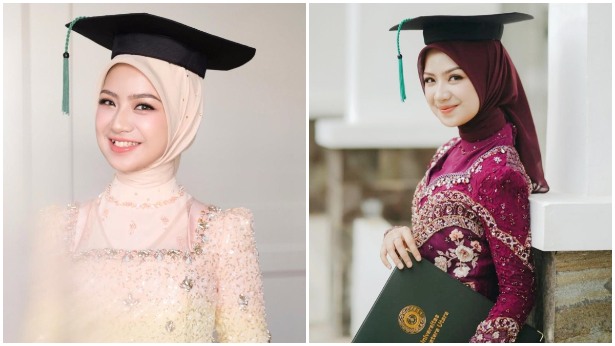 Nashwa Zahira mengenakan toga usai resmi menyelesaikan studi kedokteran di USU.