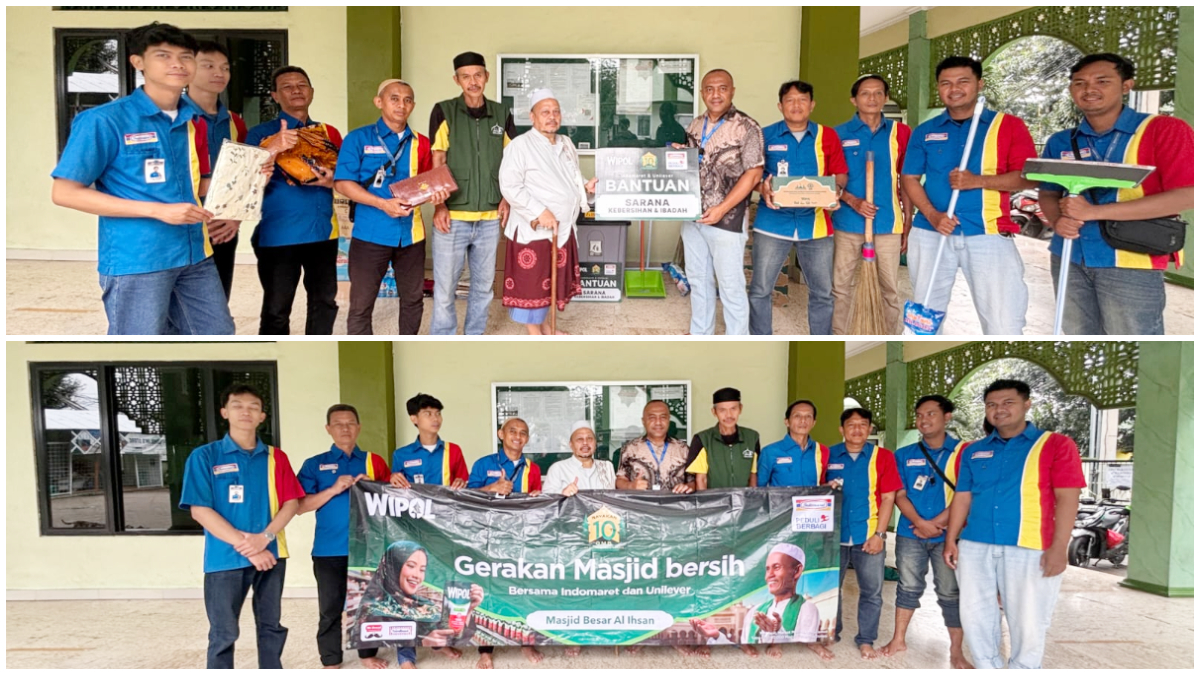 Tim Indomaret dan Wipol saat mengadakan Gerakan Masjid Bersih 2026