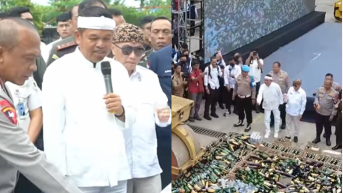Gubernur Jawa Barat Dedi Mulyadi saat menghadiri pemusnahan barang bukti dan pengembalian kendaraan oleh Polda Jabar.