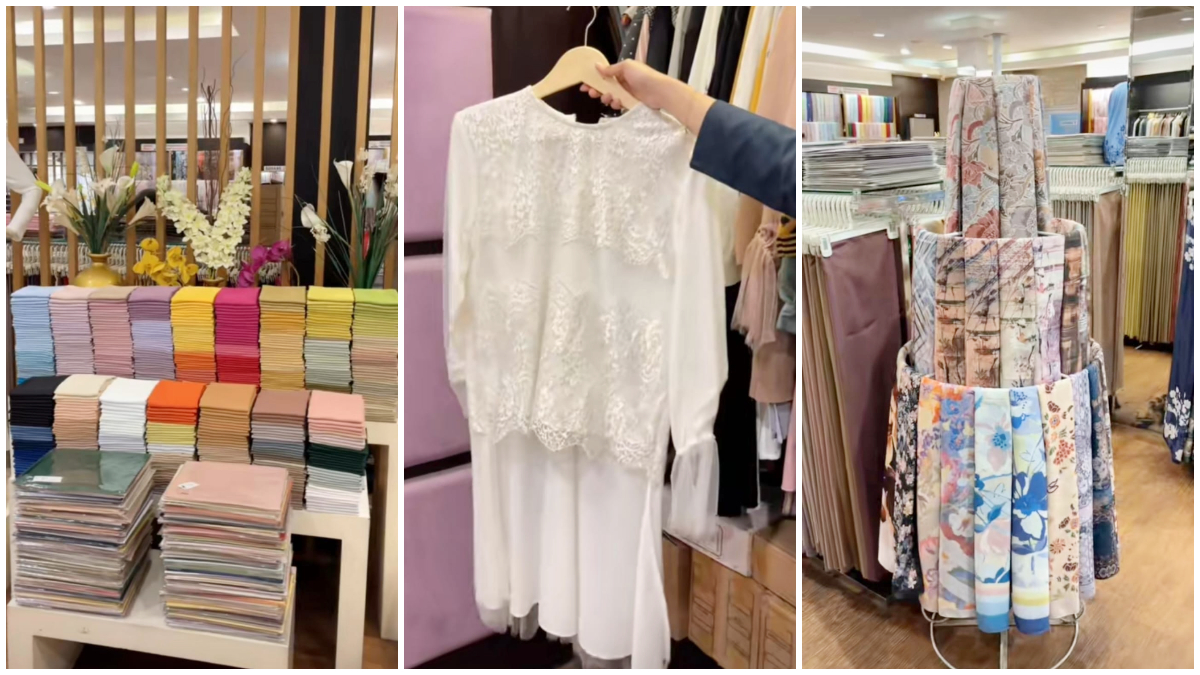 Suasana koleksi hijab dan busana muslim di Alisha Fancy Shop, Bogor cocok buat Lebaran. 