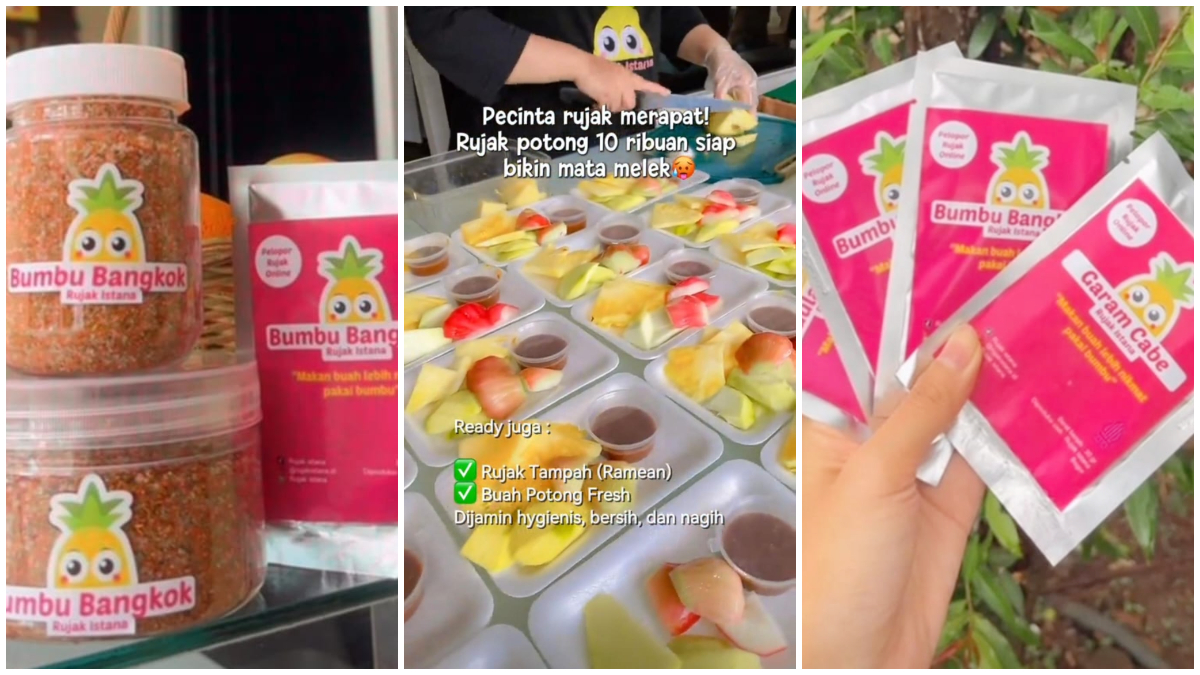 Berbagai macam sambal Rujak Istana di Kota Bogor. 