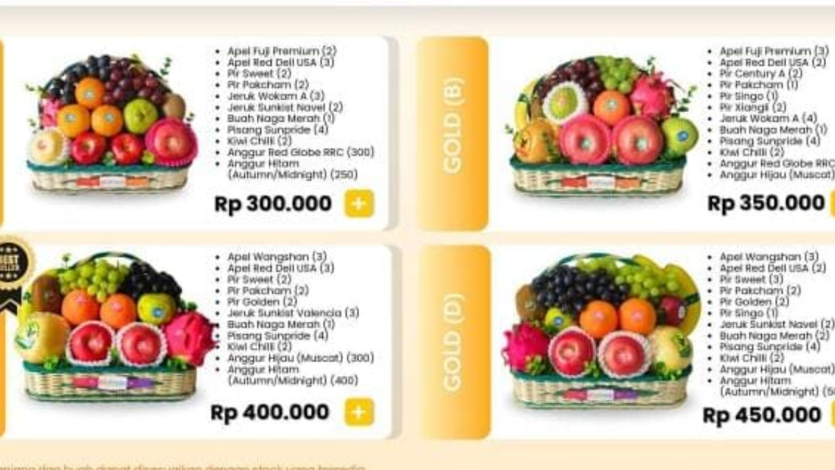 Salah satu paket harga parcel buah yang diterima korban.