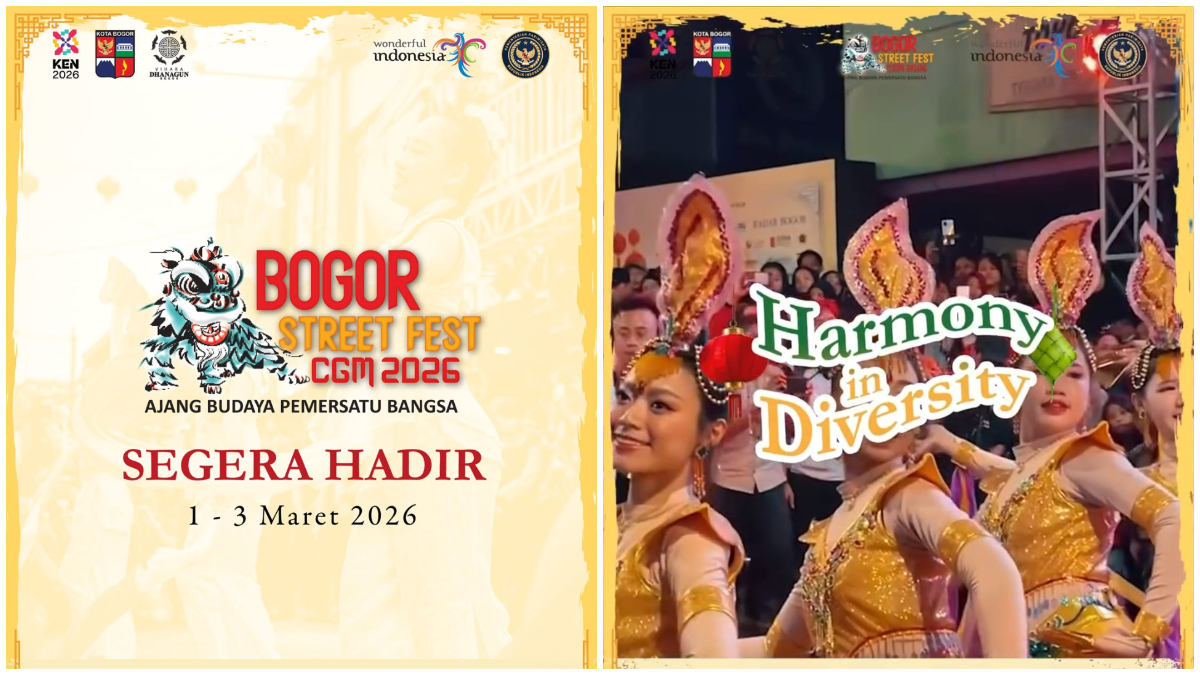 Poster resmi Bogor Street Fest Cap Go Meh 2026 yang akan digelar 1- 3 Maret di Jalan Suryakencana Kota Bogor. 