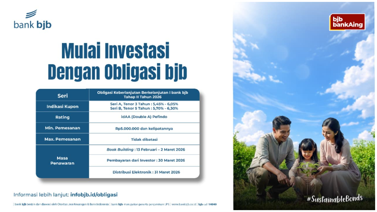 Obligasi Keberlanjutan Berkelanjutan I Tahap II Tahun 2026 dari bank bjb