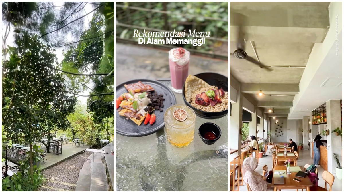 Suasana coffee shop Alam Memanggil dengan menu rekomendasinya.