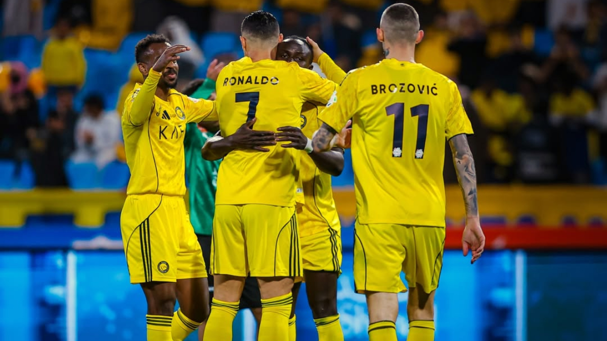 Cristiano Ronaldo melakukan selebrasi bersama&nbsp;Al Nassr&nbsp;di King Abdullah Sport City Stadium, Kamis 26 Februari 2026 dini hari WIB.