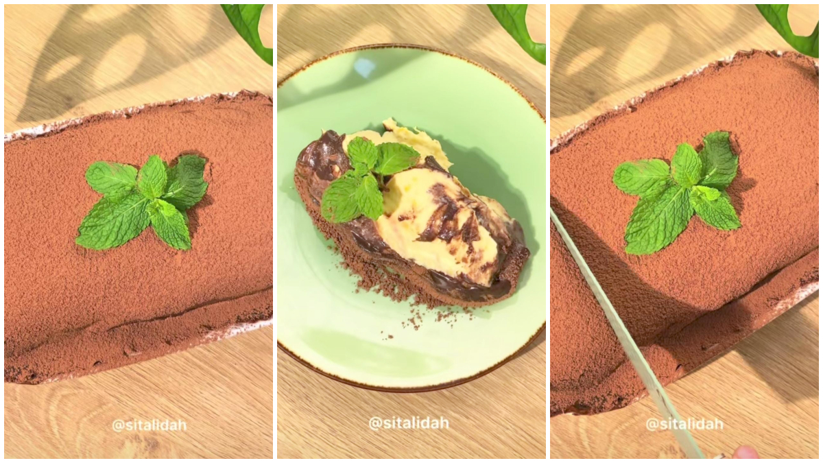 Tampilan Cheesecake Ubi Cilembu ekonomis yang viral di TikTok. 