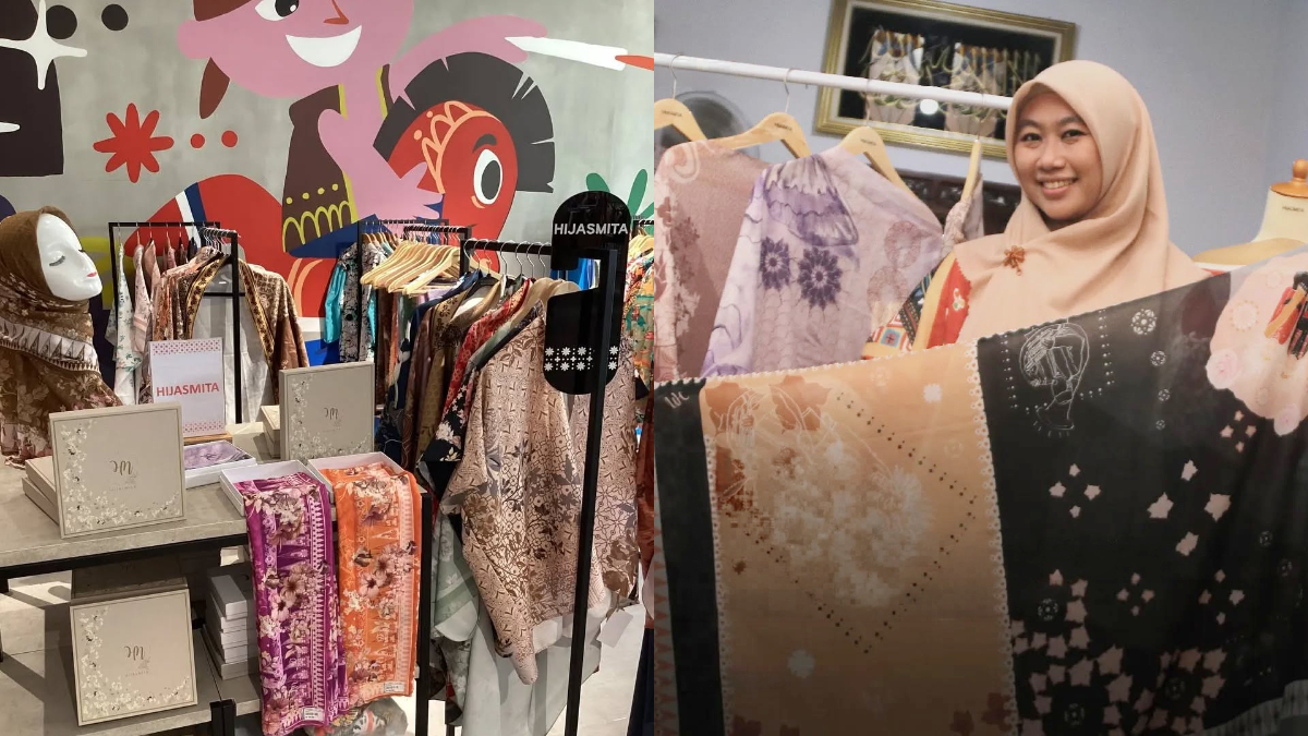 Hijasmita, brand fesyen asal Jakarta Timur memperlihatkan produknya.