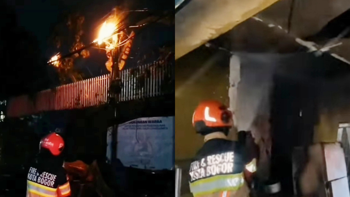 Proses pemadaman kebakaran di dua lokasi berbeda yang dilakukan Damkar Kota Bogor.