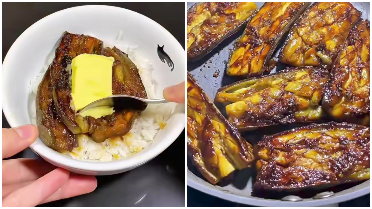 Unagi KW berbahan dasar terong dengan baluran saus manis gurih, disajikan bersama nasi hangat. 