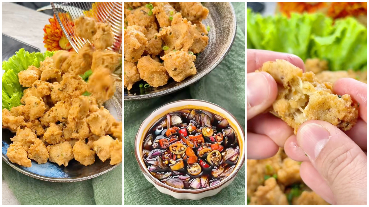 Tampilan Tahu Kriwil goreng dengan tekstur renyah. 