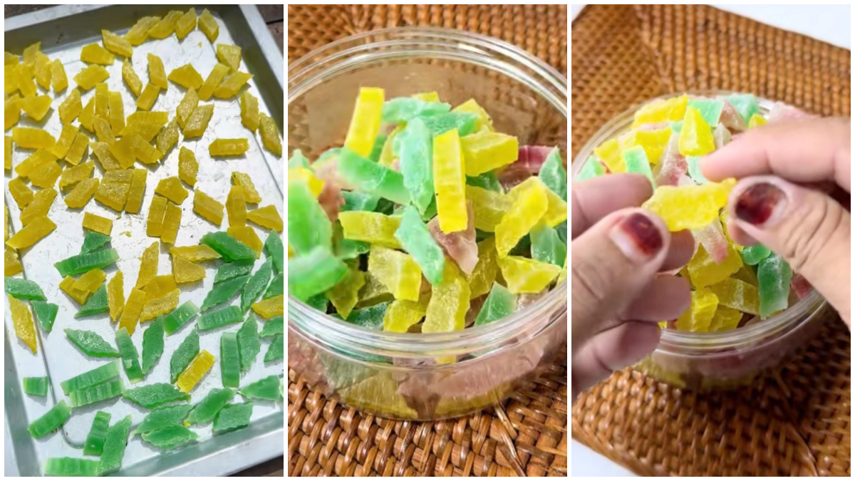 Agar Agar kering berwarna-warni yang menjadi salah satu camilan sederhana untuk sajian Lebaran.
