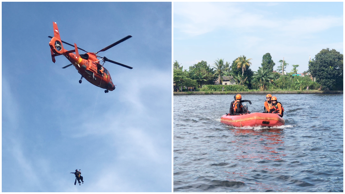 Simulasi evakuasi udara di Situ Gede 