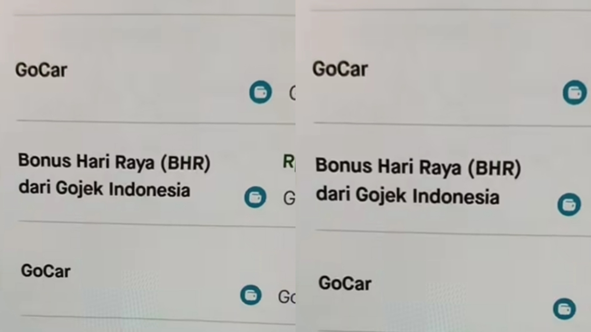 Bukti penerimaan bonus hari raya dari salah satu driver online.