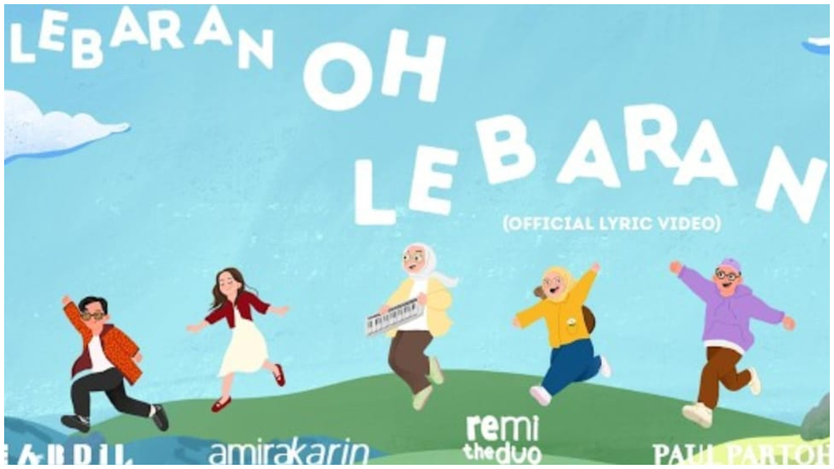 Ilustrasi lyric video lagu Lebaran Oh Lebaran.